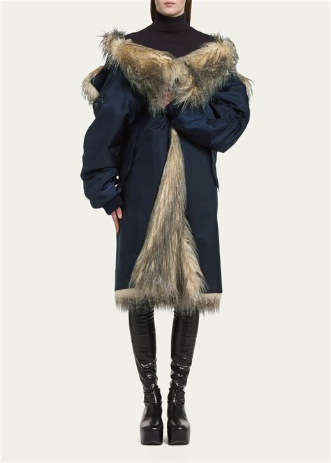 prada fake fur coat|prada rain coats women's.